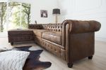 Narożnik sofa narożna Chesterfield antik brown ottoman lewy - Invicta Interior 6