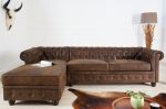 Narożnik sofa narożna Chesterfield antik brown ottoman lewy - Invicta Interior 1