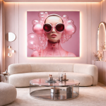 Obraz szklany Bubble Couture Pink 120x120 cm 2