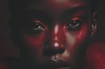 Obraz szklany Woman in red 120x120 cm 2