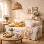 Poduszka Carmen z pomponami ochra - Atmosphera 2