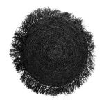 Poduszka Boho z rafii czarna okrągła 60cm - Bazar Bizar 1