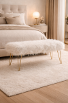 Puf złoty ławka z białym futerkiem - Item International 3
