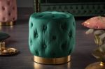 Pufa Taboret Modern Barock Chester zieleń butelkowa złoty - Invicta Interior 1
