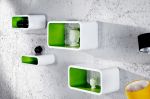 Regały Lounge białe & zielone zestaw 4 szt na ścianę  - Invicta Interior 1