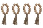 Ringi na serwetki boho z koralikami z drewna zestaw  - Item International 1