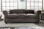 Sofa Chesterfield 3 antik look szara - Invicta Interior 1