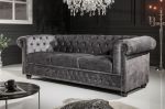 Sofa Chesterfield aksamitna szara - Invicta Interior 4