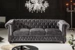 Sofa Chesterfield aksamitna szara - Invicta Interior 1