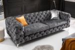 Sofa Chesterfield Modern Barock aksamitna szara - Invicta Interior 10