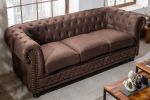 Sofa Chesterfield vintage 3 brązowa  - Invicta Interior 1