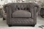 Sofa Fotel Chesterfield antik look szara  - Invicta Interior 1