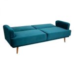 Sofa Scandi rozkładana aksamitna niebieska - Atmosphera 3