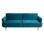 Sofa Scandi rozkładana aksamitna niebieska - Atmosphera 2