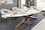 Stół ceramiczny owalny Sculpture Aurora Oro 280 cm marmur - Invicta Interior 1