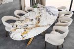 Stół ceramiczny owalny Sculpture Aurora Oro 280 cm marmur - Invicta Interior 7