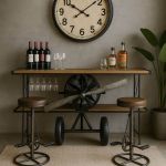 Stołek barowy industrialny z pedałami brązowy light - Item International 2
