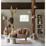Stolik Japandi okrągły biały beżowy 60 cm - Light & Living 2
