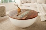 Stolik Ława Jakarta 70cm biała drewno recyklingowane - Invicta Interior 1