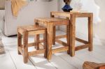 Stoliki Finca drewniane zestaw 3 szt  - Invicta Interior 1