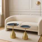 Stoliki metalowe złote niebieskie zestaw 2 szt 2