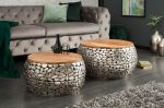 Stoliki Stone Mosaic zestaw 2 szt drewniane mango - Invicta Interior 2