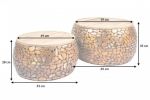 Stoliki Stone Mosaic zestaw 2 szt drewniane miedziane - Invicta Interior 11