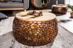 Stoliki Stone Mosaic zestaw 2 szt drewniane miedziane - Invicta Interior 3