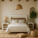 Wezgłowie do łóżka zagłówek Santorini wood drewniany biały - Item International 3