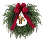 Wianek świąteczny LED z kokardą i dzwonkami 1