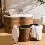 Zestaw 2 Pufy Wood Boucle - Atmosphera 2