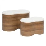 Zestaw 2 Pufy Wood Boucle - Atmosphera 1