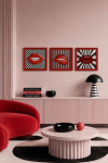 Zestaw 3 obrazów Couture Red 3