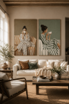 Zestaw Obrazów Coffee Stripes 82 x 122 cm 3