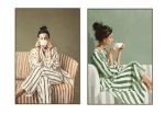 Zestaw Obrazów Coffee Stripes 82 x 122 cm 1