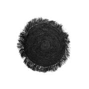 Poduszka Boho z rafii czarna okrągła 40cm - Bazar Bizar 1