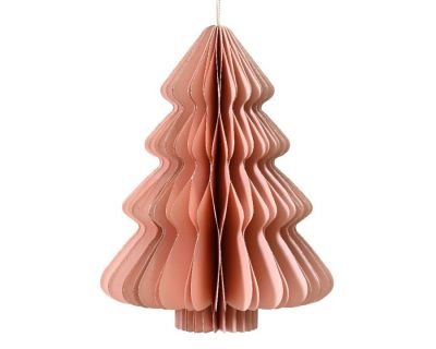 Dekoracja Choinka papierowa składana 40 cm różowa pastelowa
