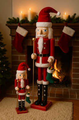 Dekoracja Dziadek do orzechów w czapce Mikołaja 60 cm - Atmosphera