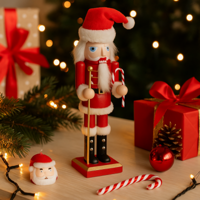 Dekoracja Dziadek do orzechów w czapce Mikołaja - Atmosphera