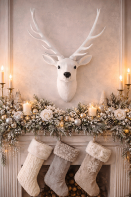 Dekoracja Głowa Jelenia duża biała