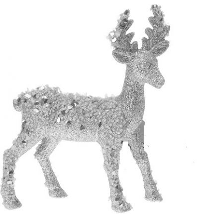 Dekoracja Renifer glamour glitter 21 cm srebrny
