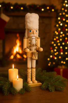 Dziadek do orzechów dekoracja świąteczna beżowa 38 cm - Atmosphera