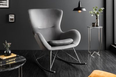 Fotel bujany Scandinavia Swing szary aksamitny  - Invicta Interior