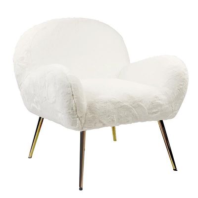 Fotel Cozy armchair z futerkiem złoty