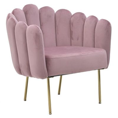 Fotel Crown Peacock aksamitny różowy  - Inart