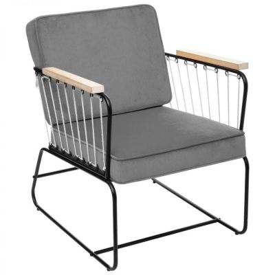 Fotel Retro wire aksamitny szary