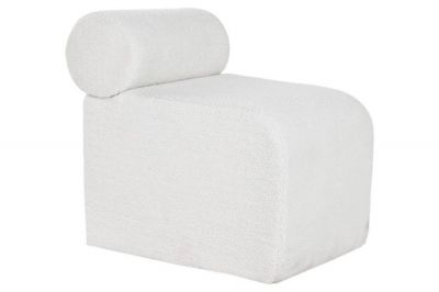 Fotel w stylu Japandi Teddy Boucle biały