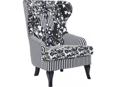 Fotel Wing Chair Villa czarny biały  - Kare Design