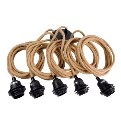 Kabel 5-punktowy z puszką czarny natural do lampy sufitowej - Bazar Bizar