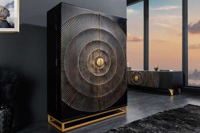 Komoda barek na wino Golden Sunset drewniana mango - Invicta Interior